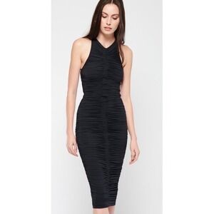 A.L.C. Adrienne Delfine Ruched Midi Dress Black L New With Tags